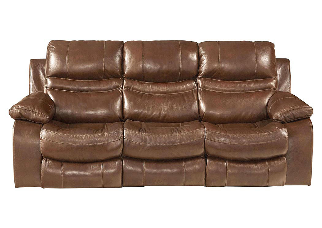 Patton Chestnut Top Grain Leather Power Lay Flat Reclining Sofa,ABF Catnapper