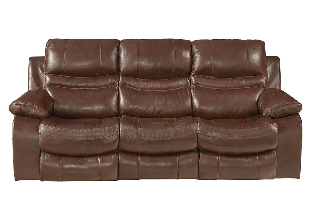 Patton Walnut Top Grain Leather Lay Flat Reclining Sofa,ABF Catnapper