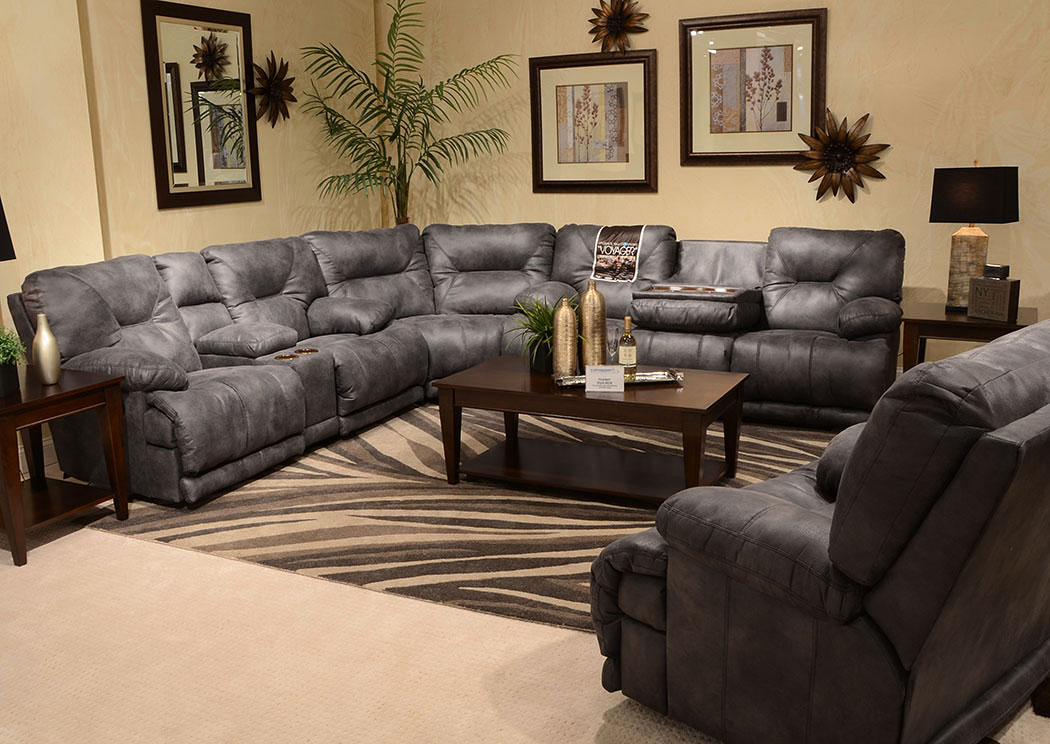 Voyager Slate Lay Flat Reclining Sofa Sectional,ABF Catnapper