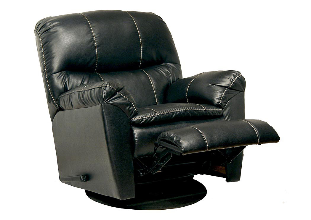 Cosmo Black Bonded Leather Swivel Glider Recliner,ABF Catnapper