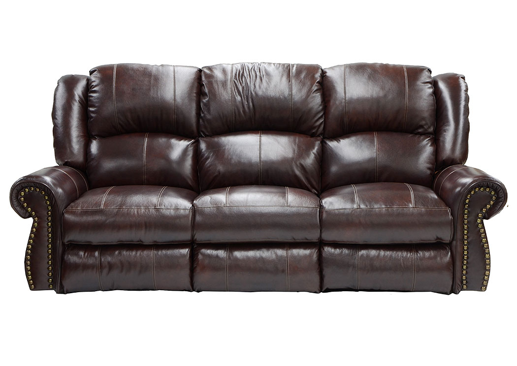 Livingston Redwood Top Grain Leather Reclining Sofa w/ Drop Down Table,ABF Catnapper