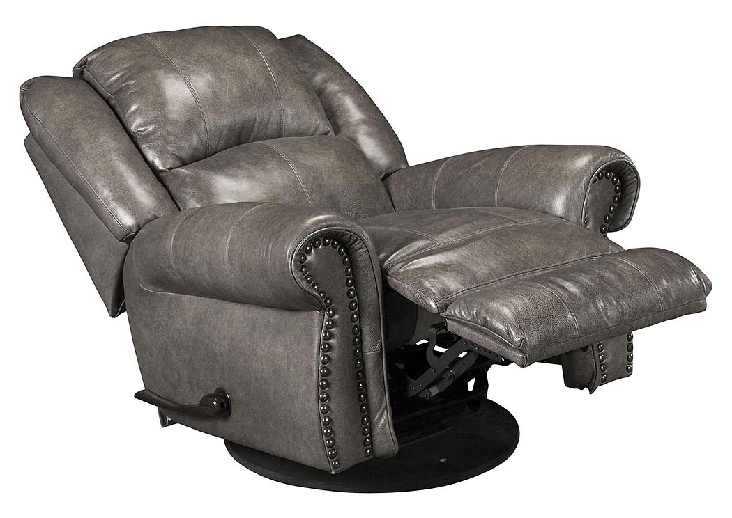 Livingston Smoke Top Grain Leather Swivel Glider Recliner,ABF Catnapper