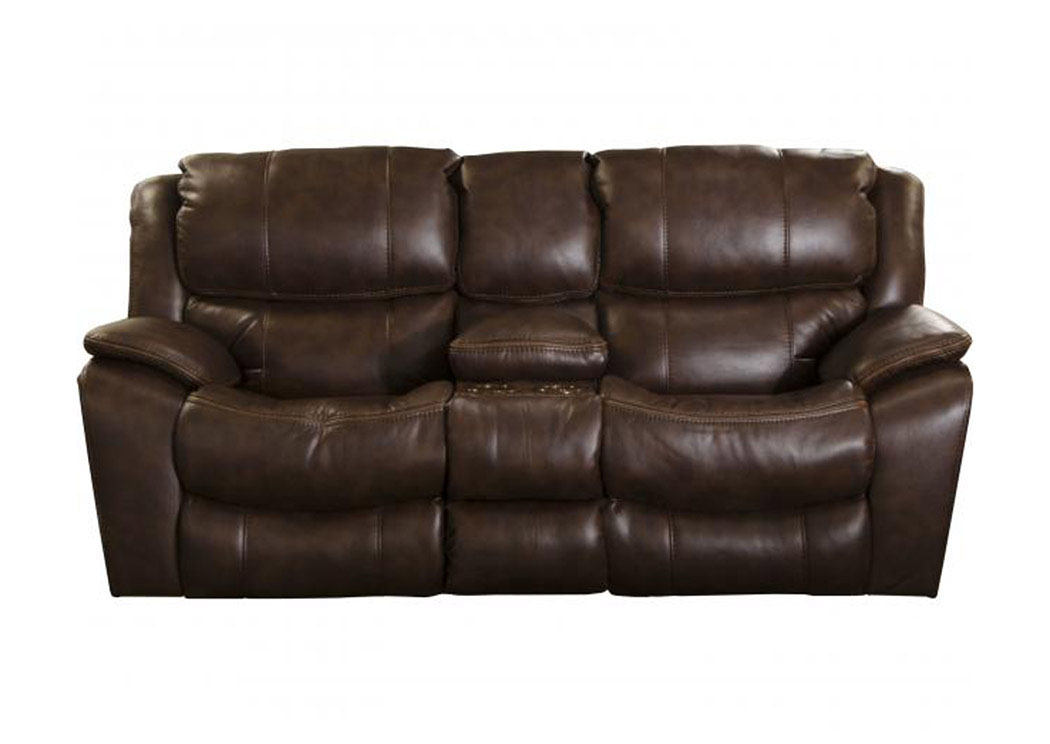 Beckett Java Reclining Console Loveseat w/Storage & Cupholders & USB Port,ABF Catnapper