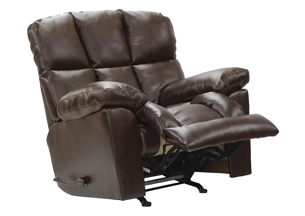 Griffey Java Bonded Leather Chaise Rocker Recliner,ABF Catnapper