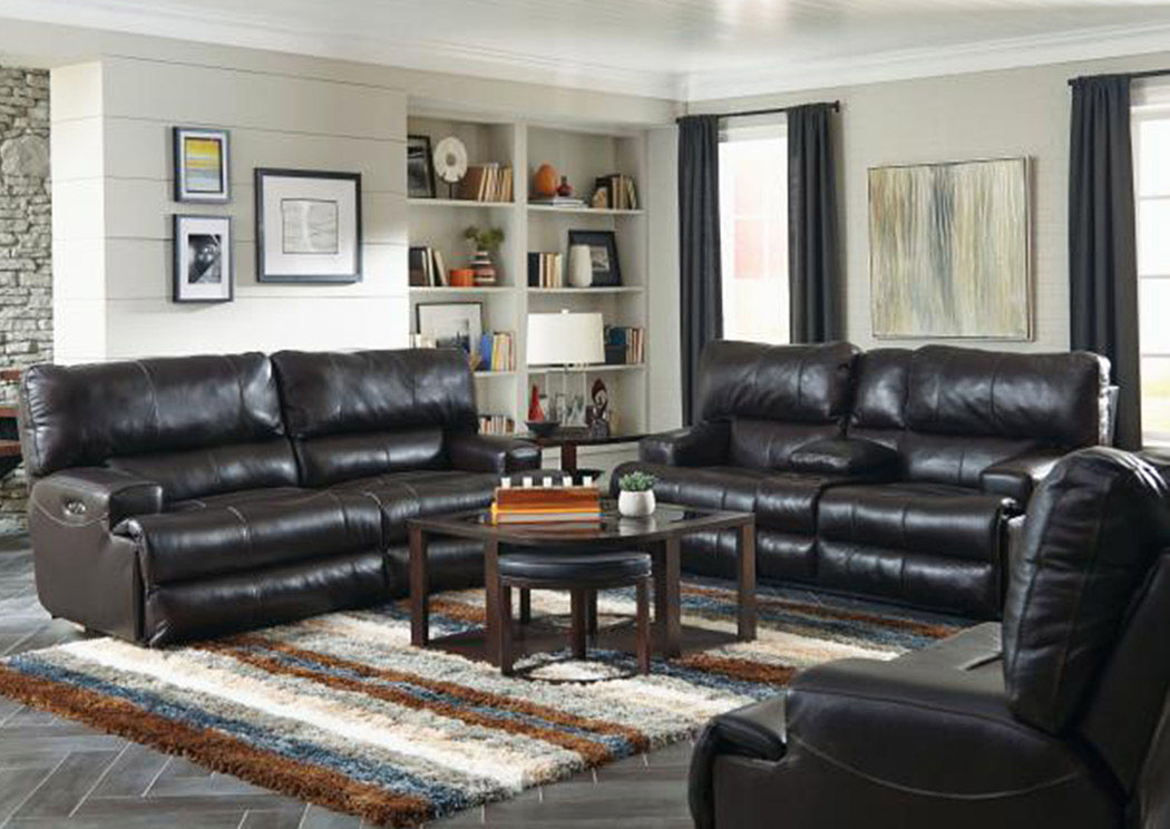 Wembley Chocolate Top Grain Leather Lay Flat Reclining Sofa & Console Loveseat,ABF Catnapper