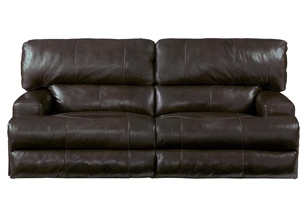 Wembley Chocolate Top Grain Leather Lay Flat Reclining Sofa,ABF Catnapper