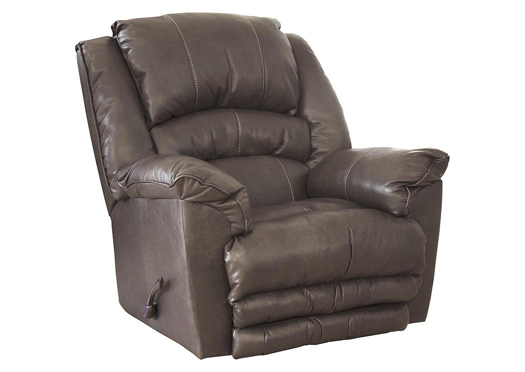 Filmore Smoke Bonded Leather Chaise Rocker Recliner - Oversized X-tra Comfort Footrest,ABF Catnapper