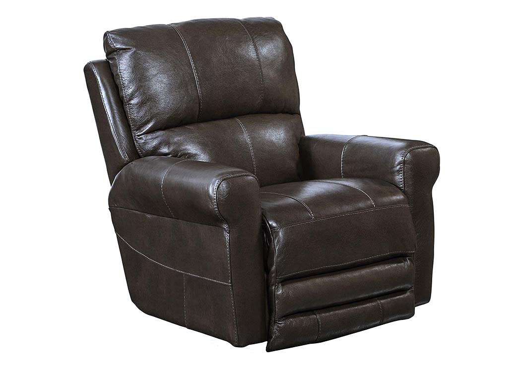 Hoffner Chocolate Top Grain Leather Swivel Glider Recliner,ABF Catnapper