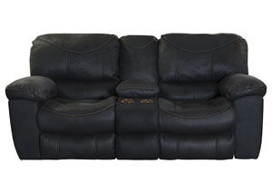 Image for Terrance Black Reclining Console Loveseat w/Storage & Cupholders