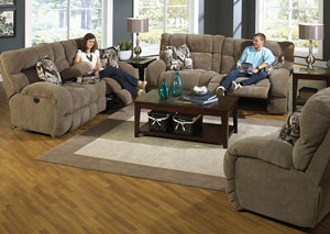 Image for Siesta Porcini/Snickerdoodle Lay Flat Reclining Sofa and Console Loveseat w/ Storage & Cupholders
