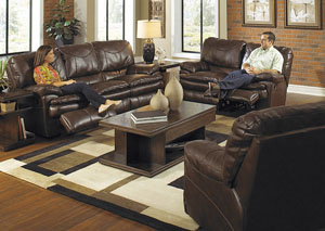 Image for Perez Chestnut Bonded Leather Reclining Loveseat