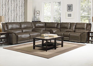 Image for Carmine Smoke Bonded Leather Lay Flat Reclining Sectional