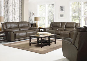 Image for Carmine Smoke Bonded Leather Lay Flat Reclining Console Loveseat w/ Dual USB Port