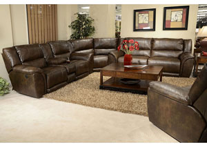 Image for Carmine Timber Bonded Leather Lay Flat Reclining Sectional