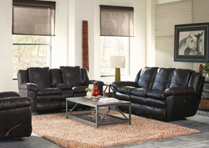 Image for Aria Chocolate Top Grain Leather Lay Flat Reclining Sofa & Console Loveseat