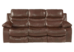 Image for Patton Walnut Top Grain Leather Lay Flat Reclining Sofa