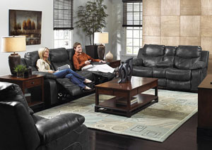 Image for Catalina Steel Bonded Leather Reclining Console Loveseat w/ Storage & Cupholders