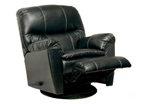 Image for Cosmo Black Bonded Leather Swivel Glider Recliner