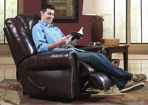 Image for Livingston Redwood Top Grain Leather Swivel Glider Recliner