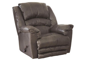 Image for Filmore Smoke Bonded Leather Chaise Rocker Recliner - Oversized X-tra Comfort Footrest