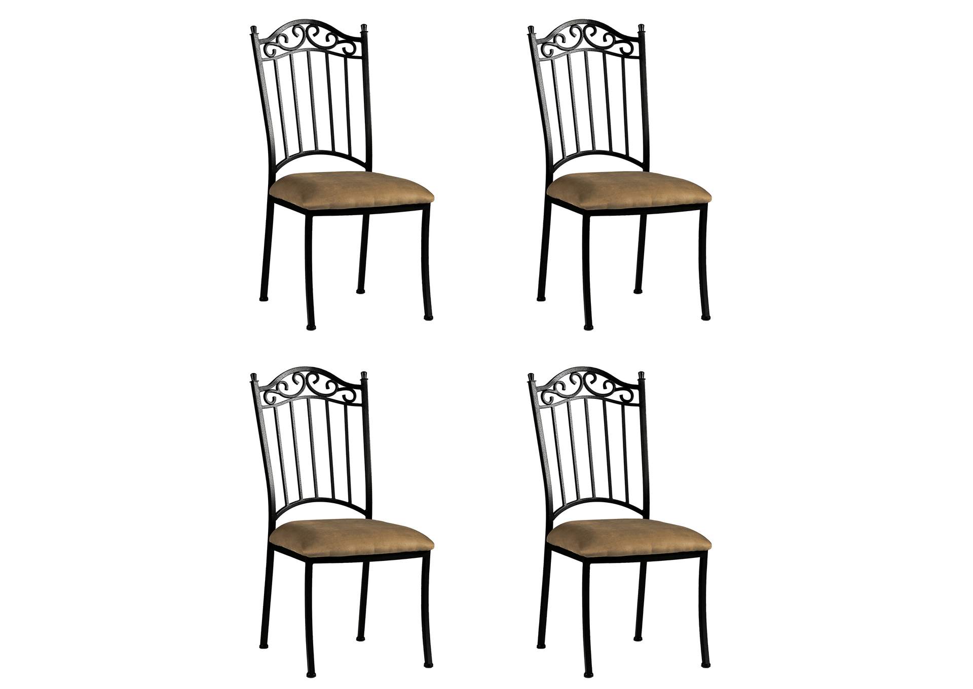 Transitional Style Wrought Iron Side Chair (Set of 4),Chintaly Imports