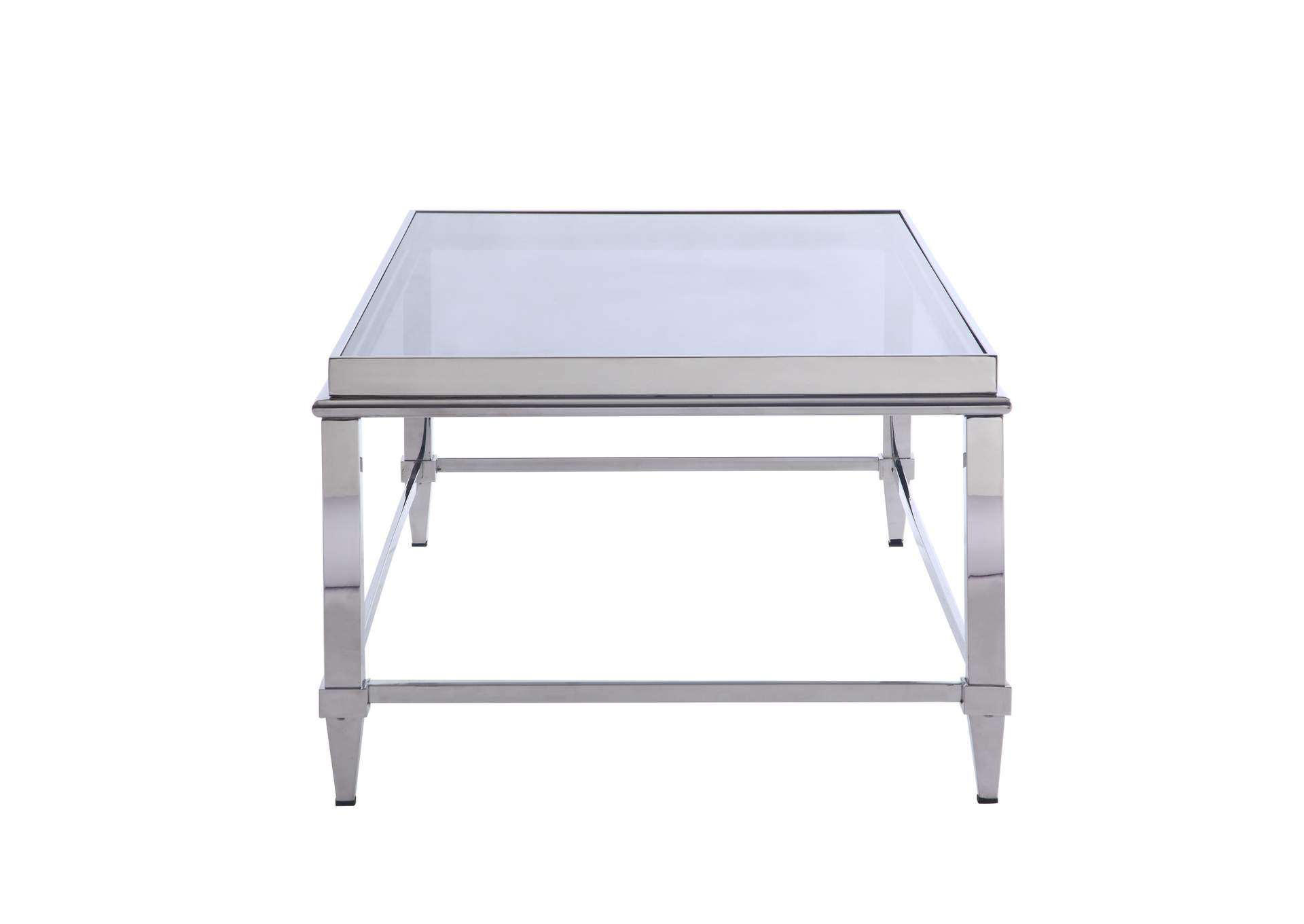 Contemporary Rectangular Cocktail Table With Glass Top & Gray Trim,Chintaly Imports