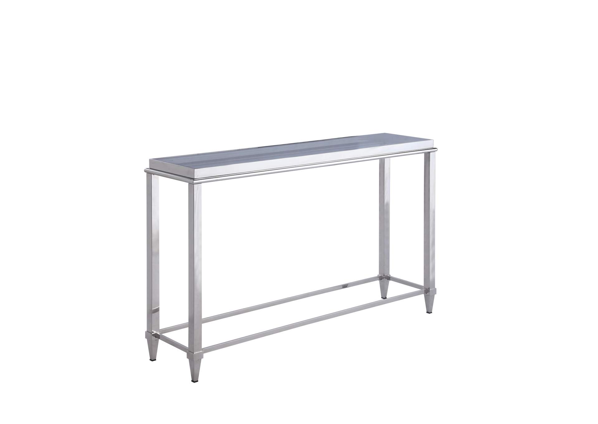 Contemporary Sofa Table With Glass Top & Gray Trim,Chintaly Imports