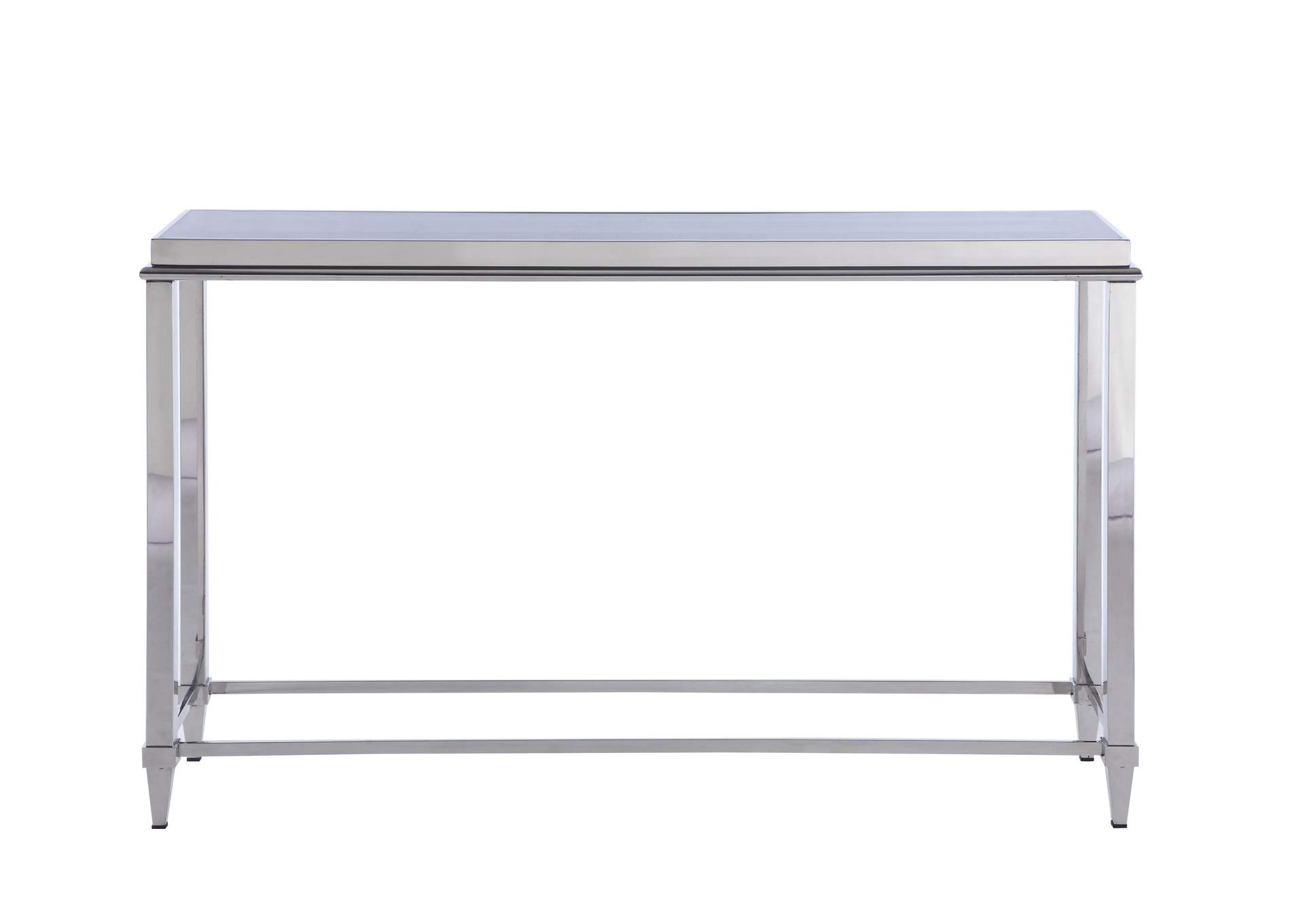 Contemporary Sofa Table With Glass Top & Gray Trim,Chintaly Imports