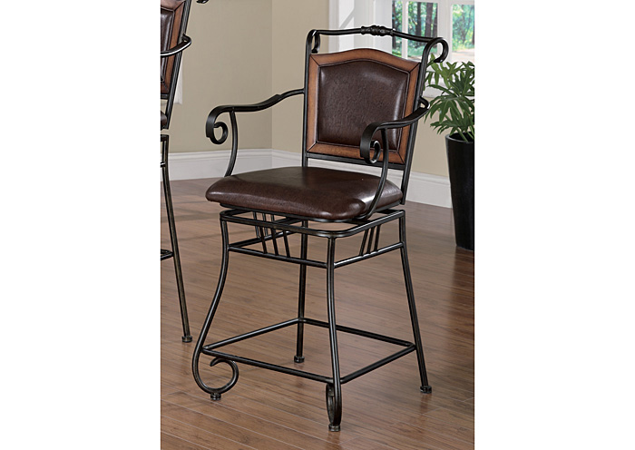 Brown & Black 24in Metal Bar Stool,ABF Coaster Furniture