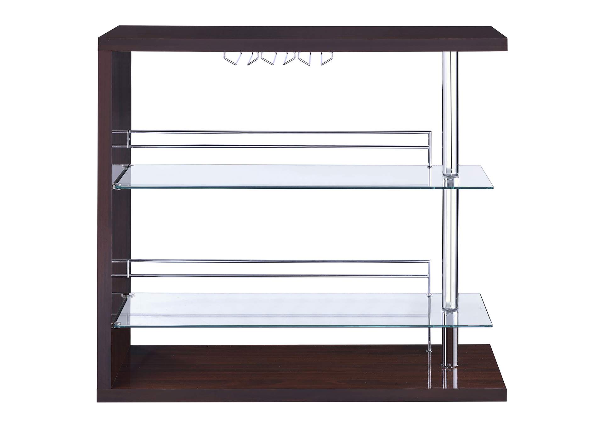 Prescott Rectangular 2-shelf Bar Unit Glossy Cappuccino,Coaster Furniture