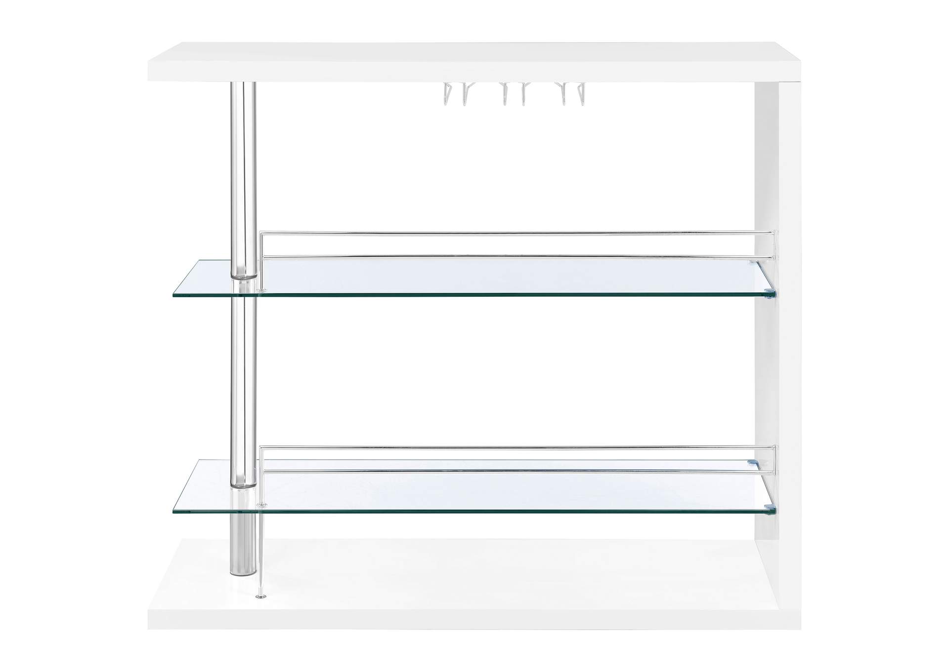 Prescott Rectangular 2-shelf Bar Unit Glossy White,Coaster Furniture