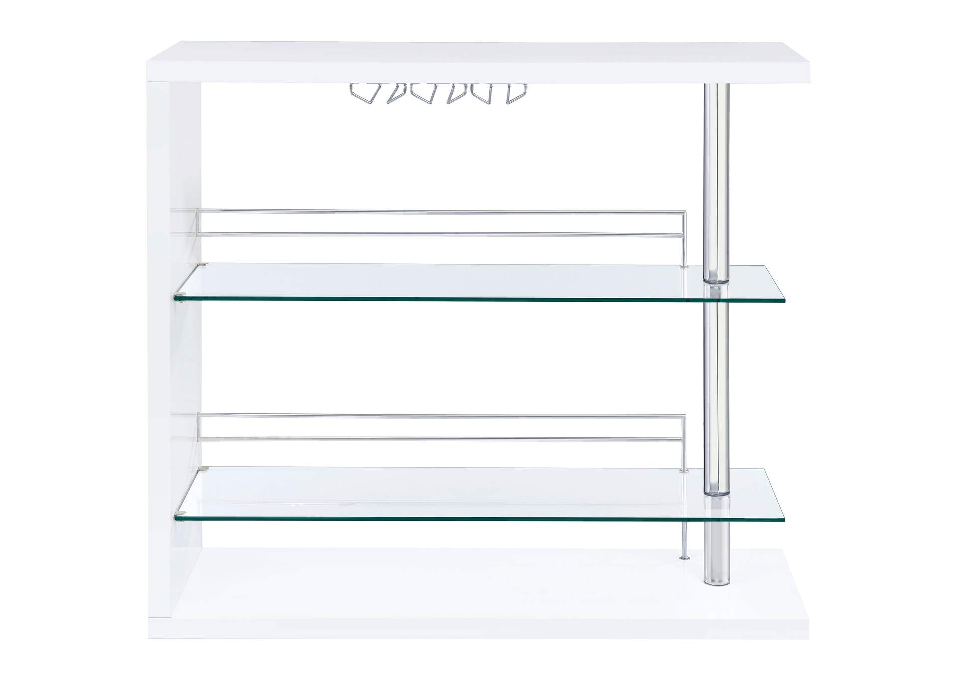 Prescott Rectangular 2-shelf Bar Unit Glossy White,Coaster Furniture