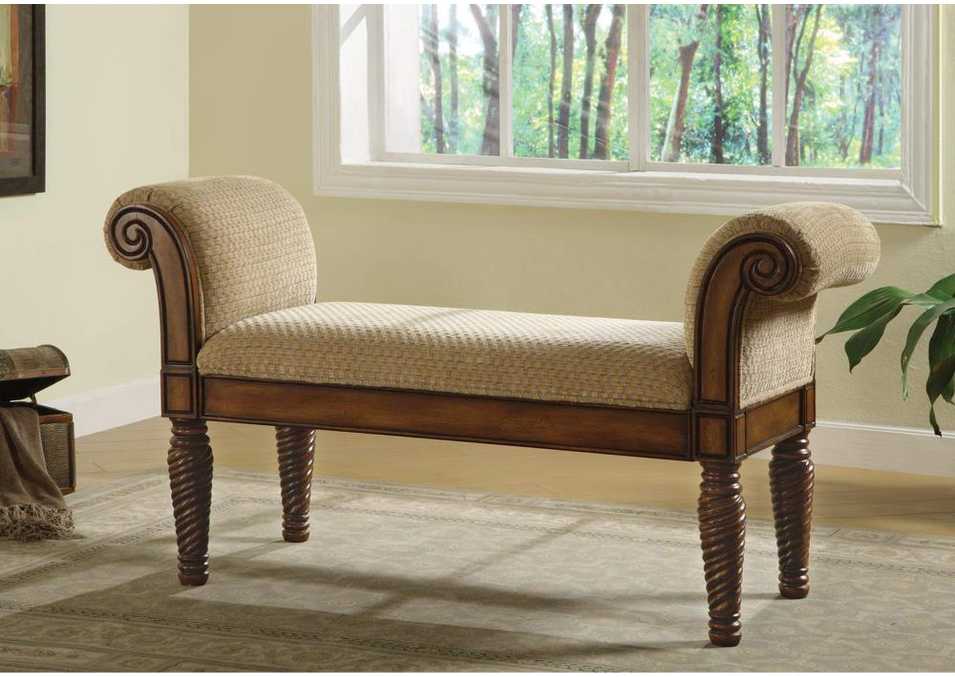 Beige & Brown Stately Upholstered Bench,ABF Coaster Furniture