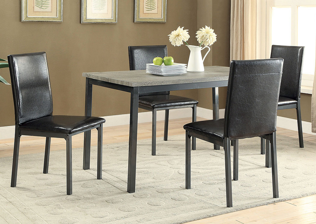 Black Dining Table w/4 Side Chairs,ABF Coaster Furniture