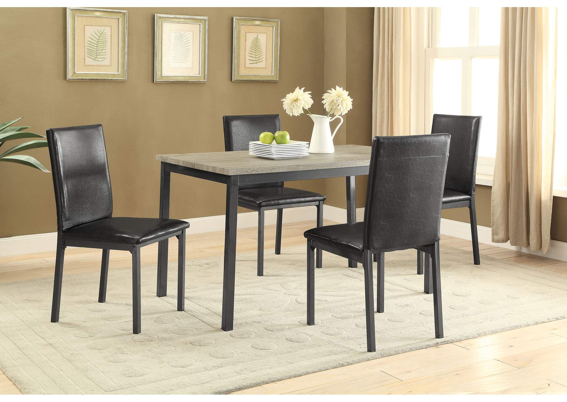 Garza 5-piece Dining Room Set Weathered Grey and Black,Coaster Furniture