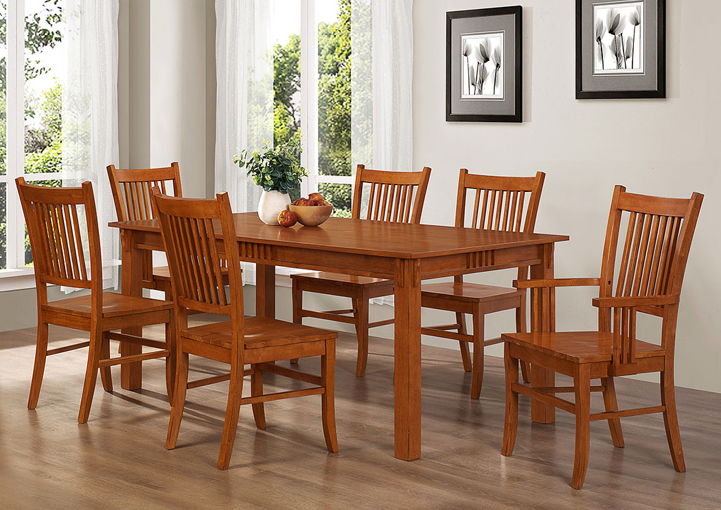 Light Oak Rectangular Dining Table w/ 4 Side Chairs and 2 Arm Chairs,ABF Coaster Furniture