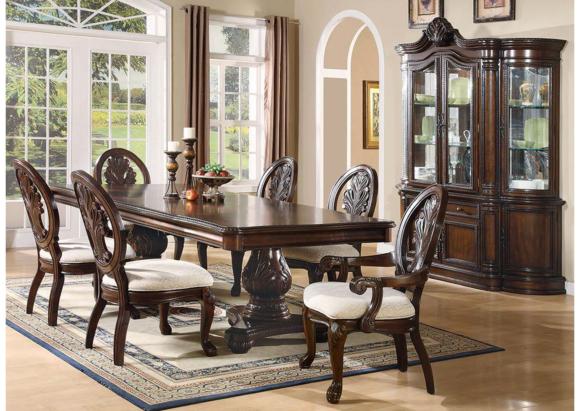 Tabitha Dark Cherry Pedestal Dining Table,ABF Coaster Furniture