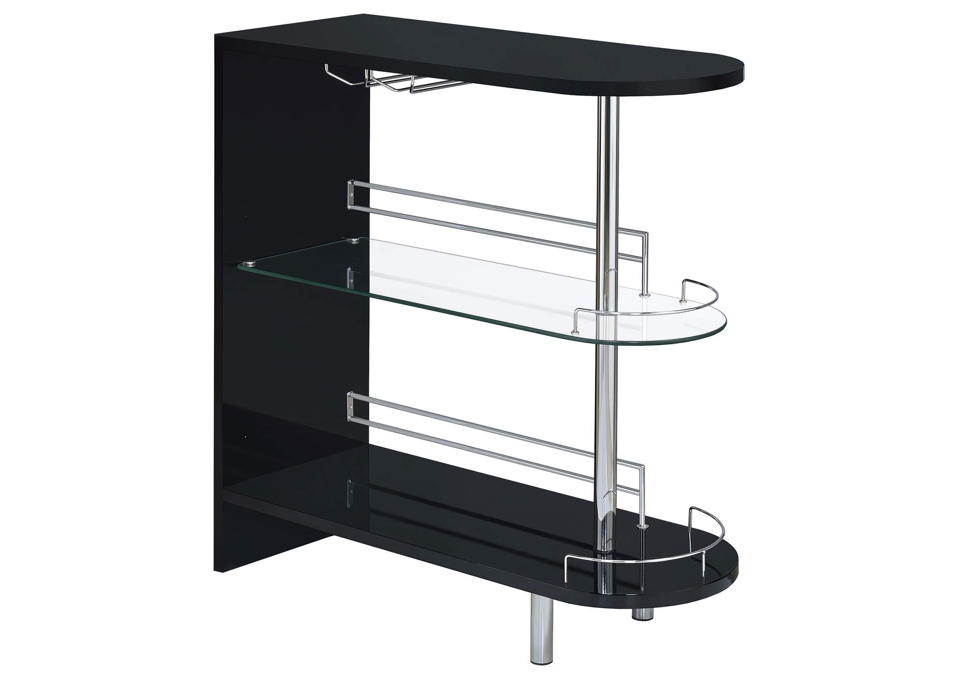 Adolfo 3-tier Bar Table Glossy Black and Clear,Coaster Furniture