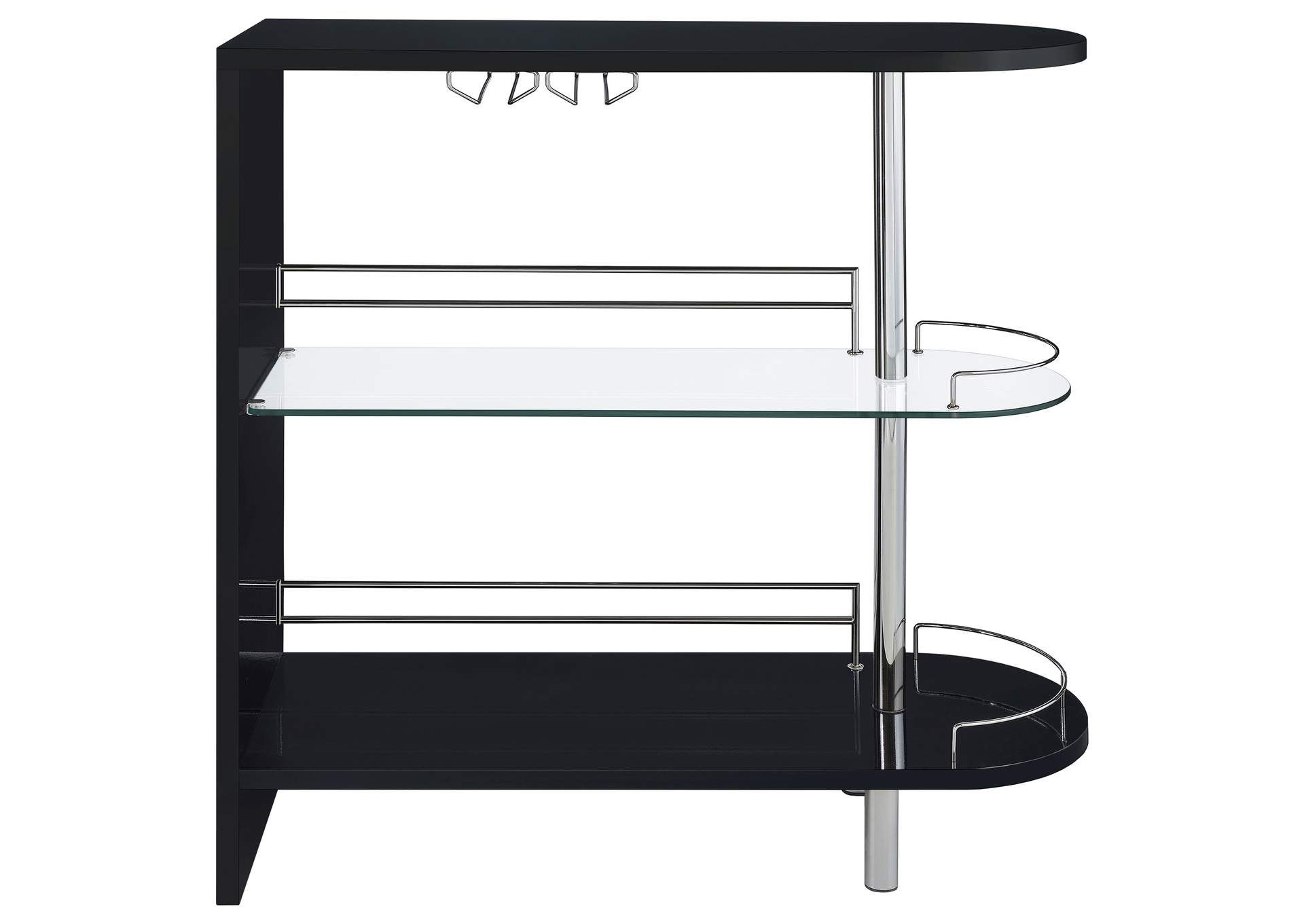 Adolfo 3-tier Bar Table Glossy Black and Clear,Coaster Furniture