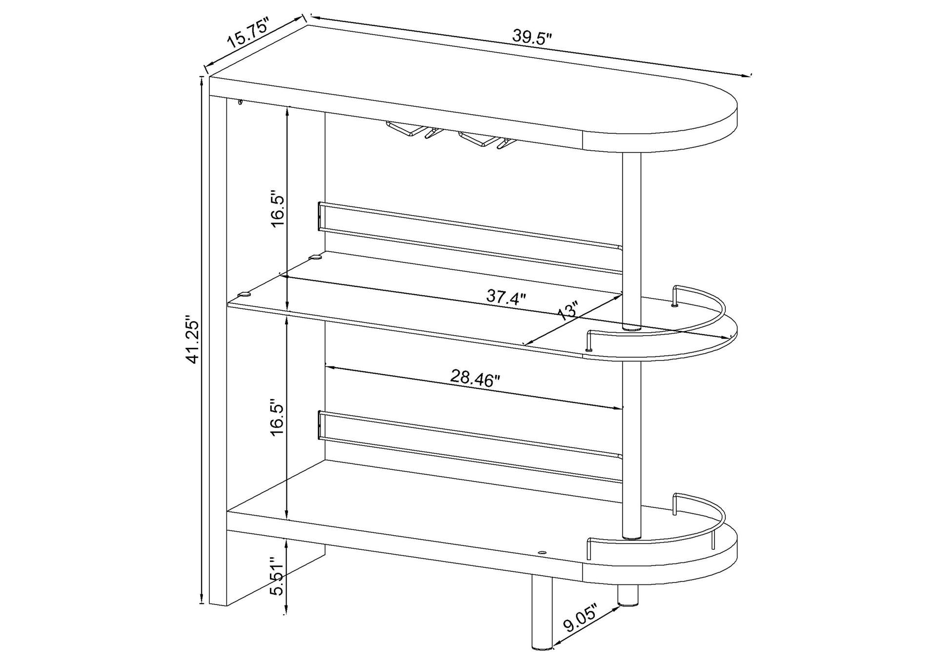 Adolfo 3-tier Bar Table Glossy Black and Clear,Coaster Furniture