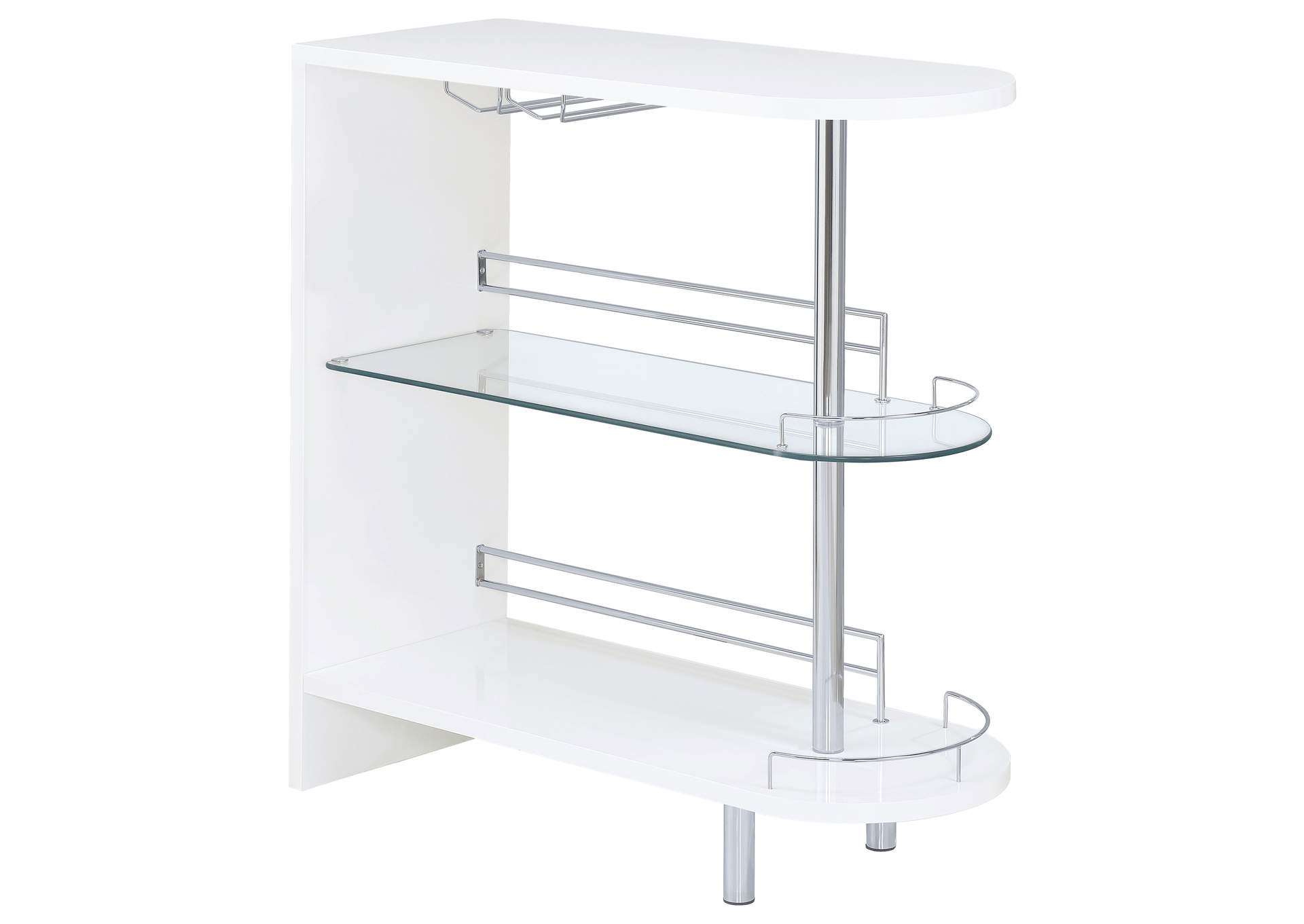 Adolfo 3-tier Bar Table Glossy White and Clear,Coaster Furniture