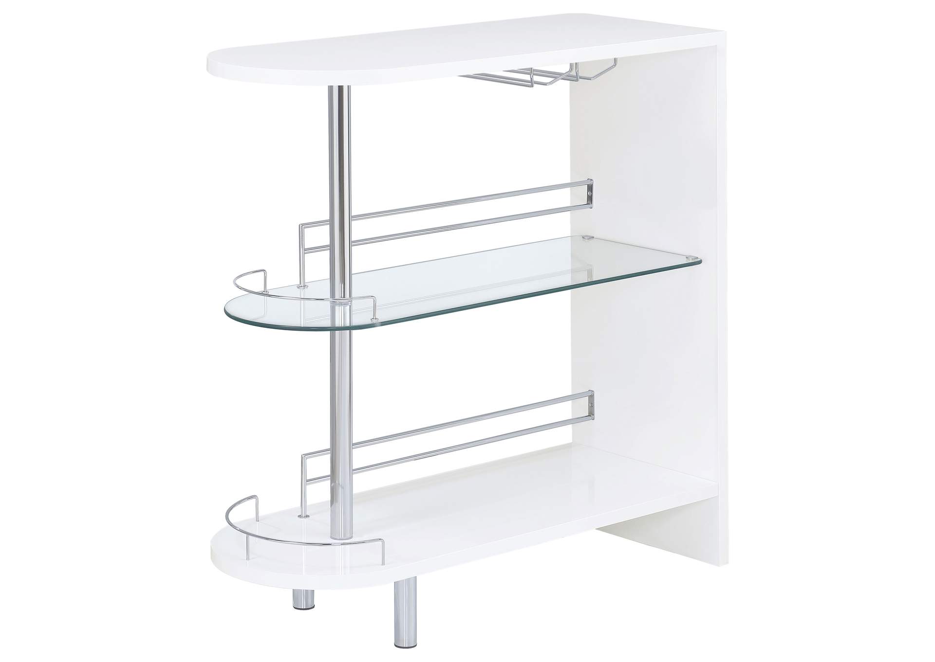 Adolfo 3-tier Bar Table Glossy White and Clear,Coaster Furniture