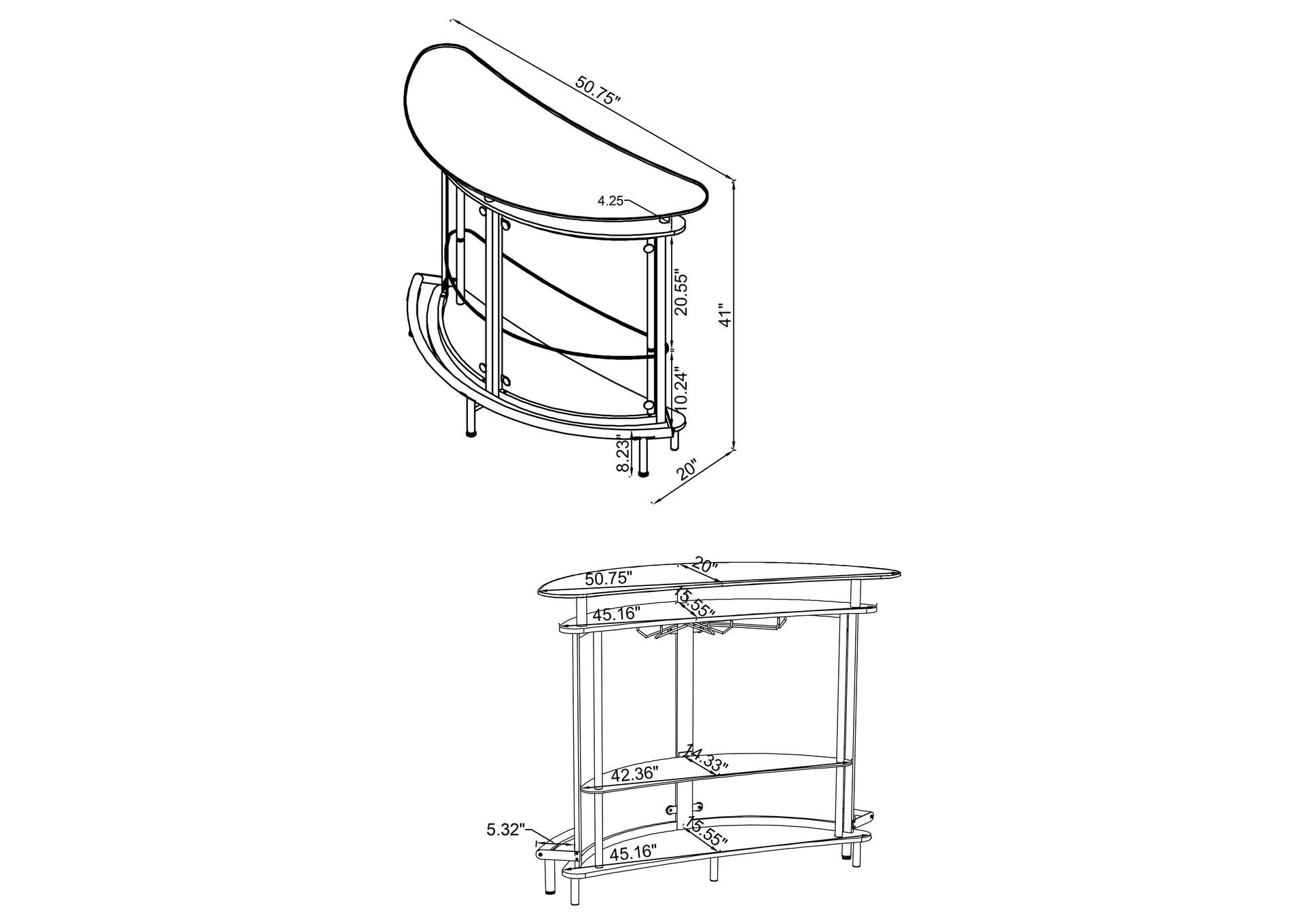 Amarillo 2-tier Bar Unit Black and Chrome,Coaster Furniture