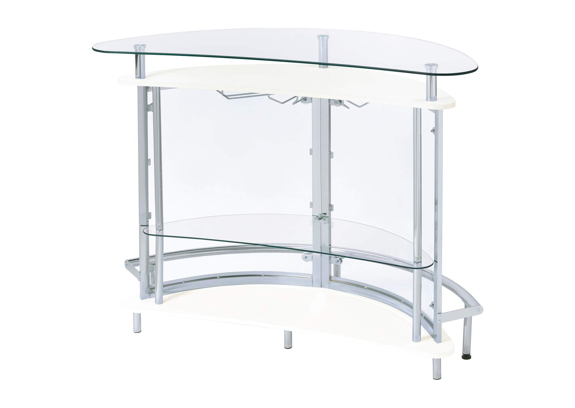 Amarillo 2-tier Bar Unit White and Chrome,Coaster Furniture