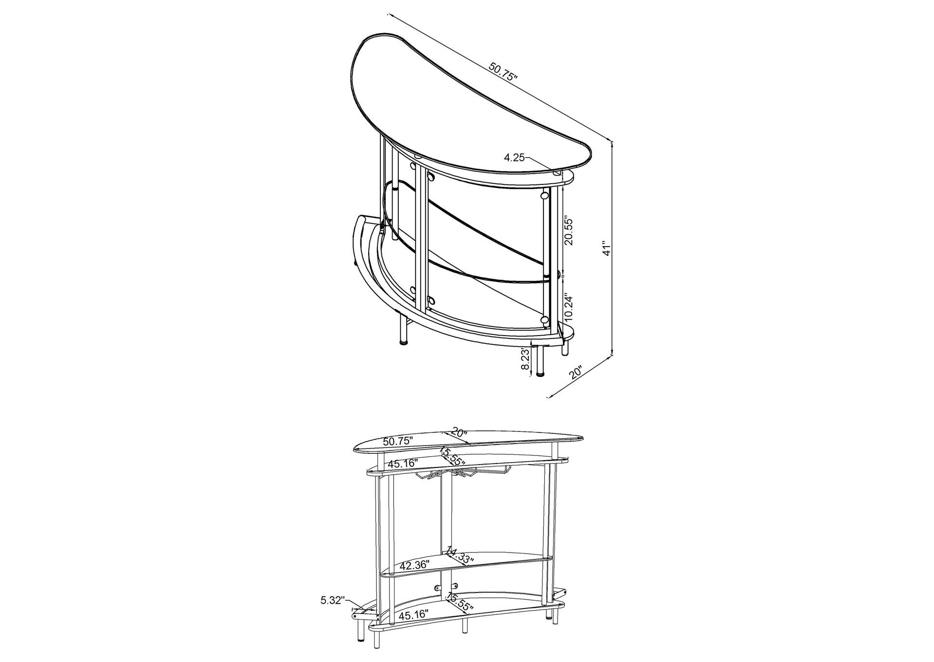 Amarillo 2-tier Bar Unit White and Chrome,Coaster Furniture