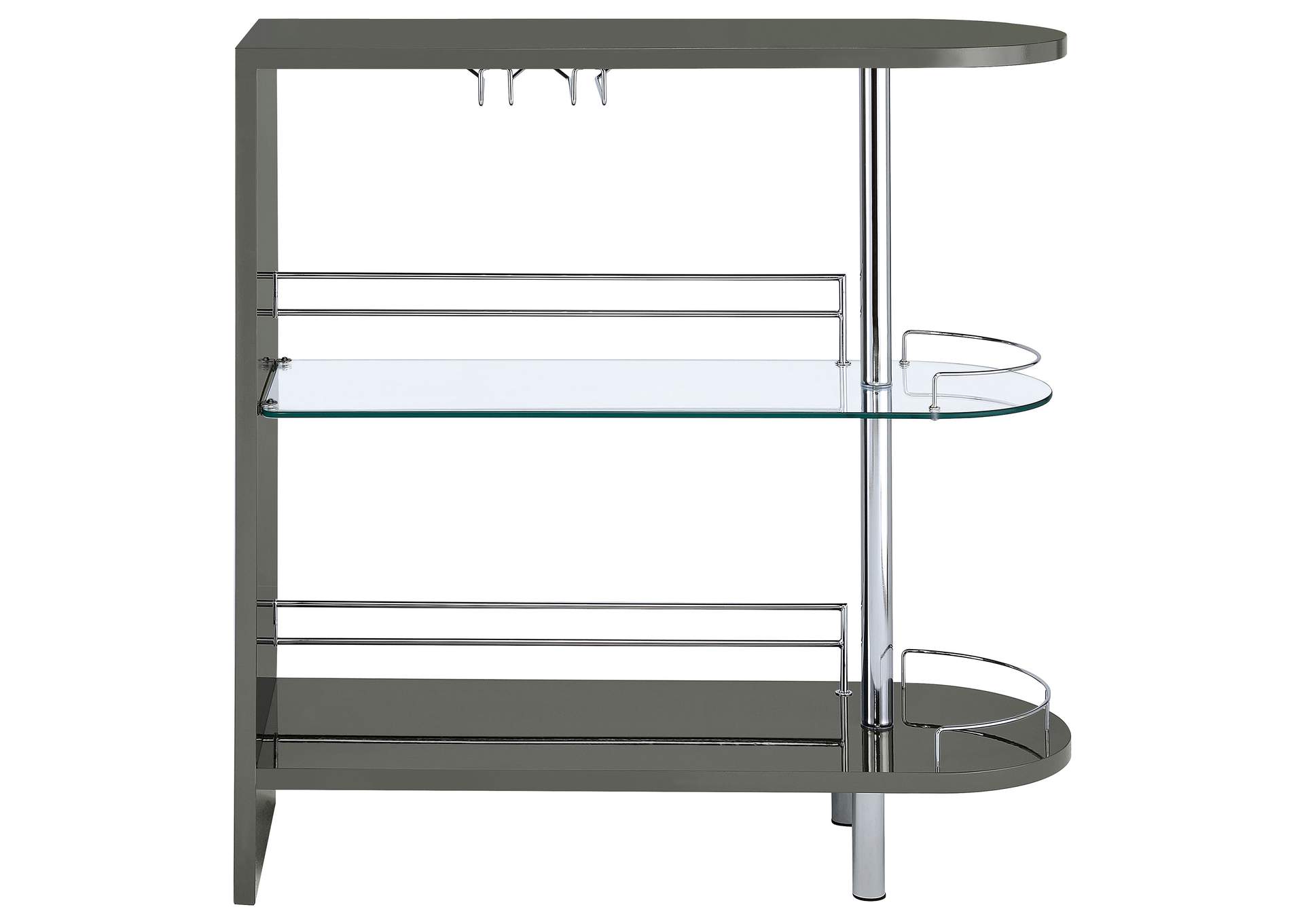 Adolfo 3-tier Bar Table Glossy Grey and Clear,Coaster Furniture