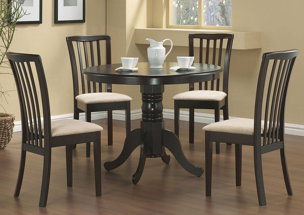 Table w/ 4 Beige & Cappuccino Chairs,ABF Coaster Furniture