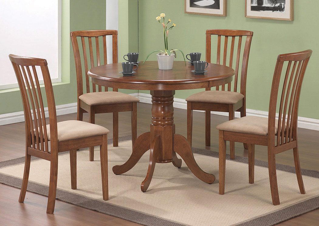 Table w/ 4 Beige & Oak Zeta Chairs,ABF Coaster Furniture