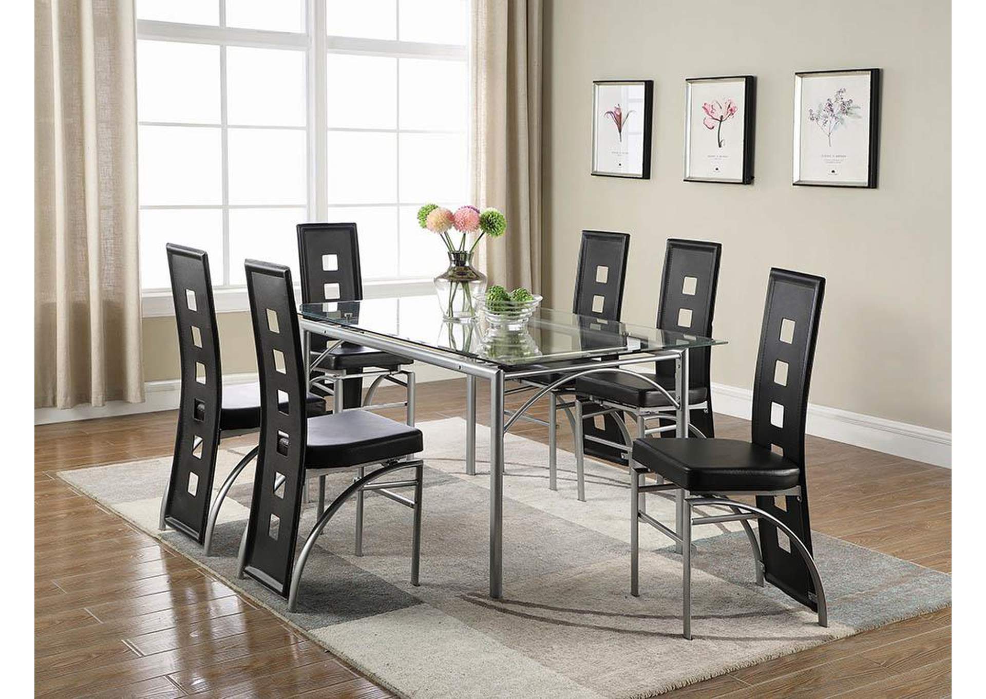 Black & Silver Dining Chair (Set of 2),ABF Coaster Furniture