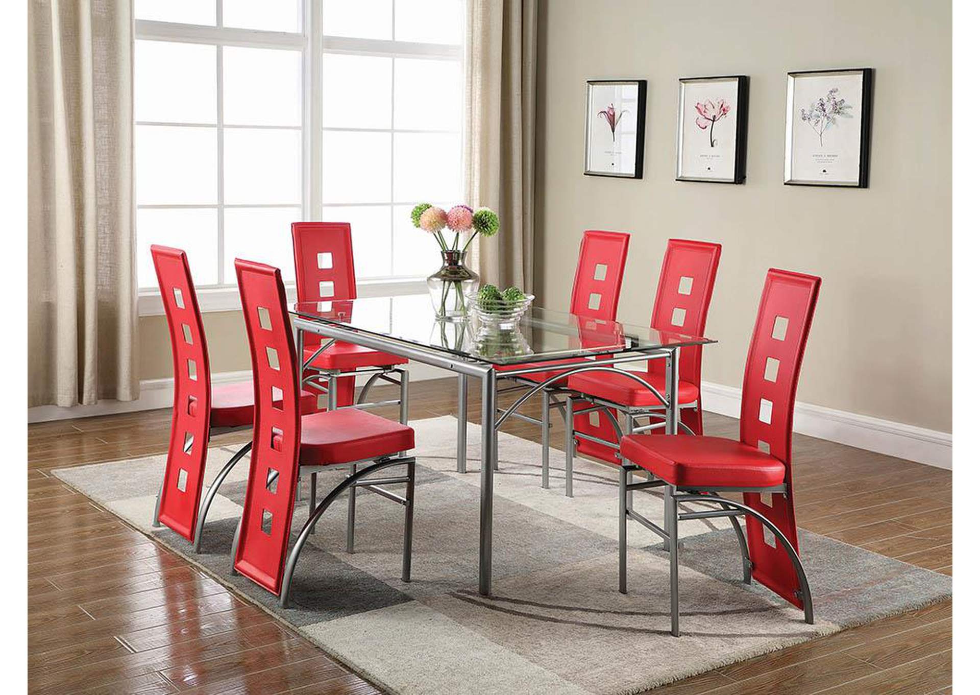 Red & Silver Dining Chair (Set of 2),ABF Coaster Furniture